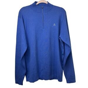 Lg Peter Millar Crown Sport Blue Quarter Zip Pullover Performance Golf Sweater